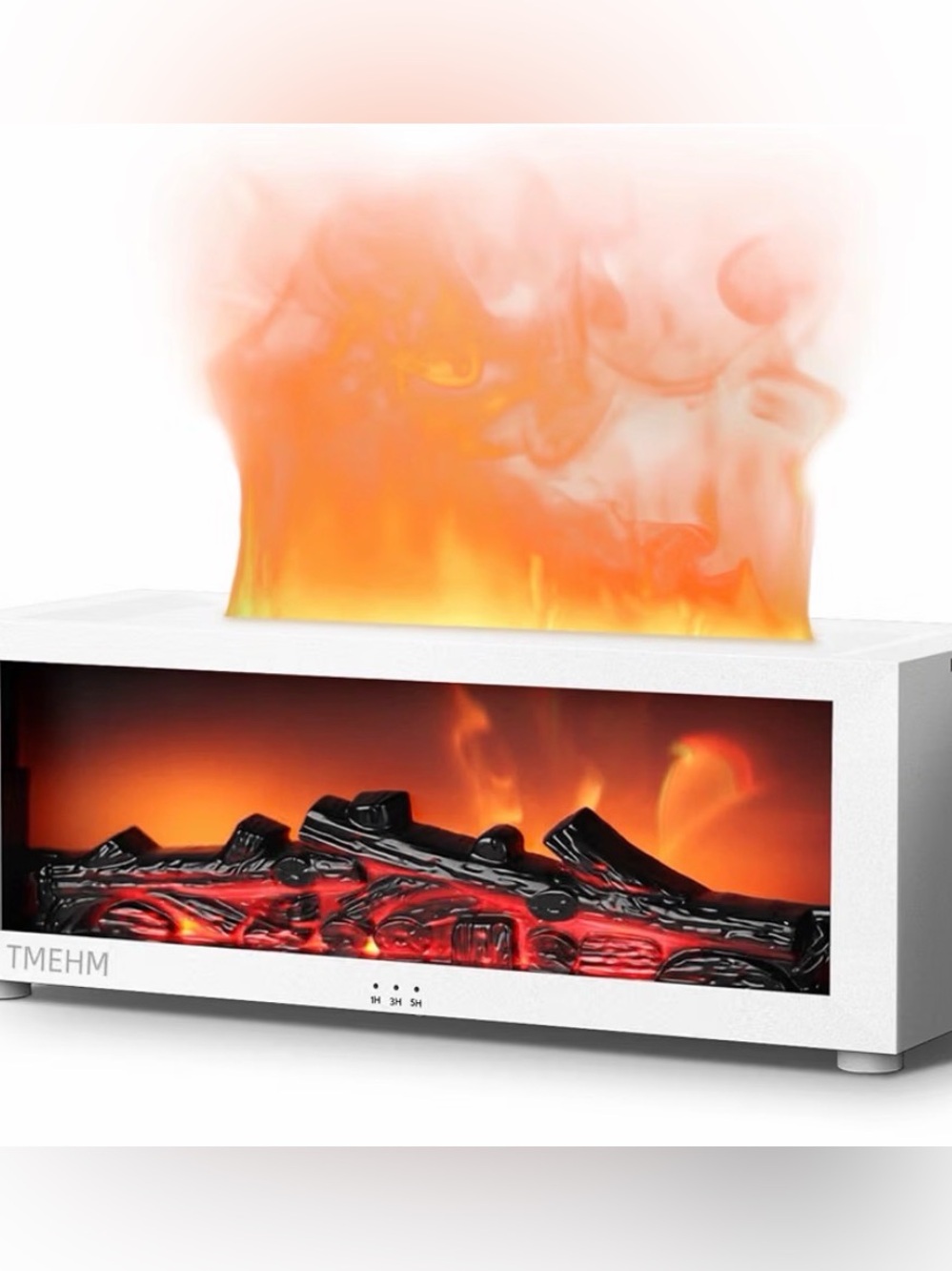 Modern White Electric Flame Fireplace with Orange Flame Effect NIB